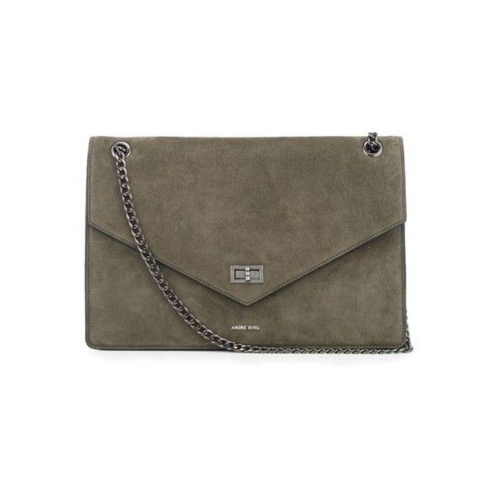 Anine Bing Olive Green Suede Chain Strap Crossbody Bag - Picture 9 of 9